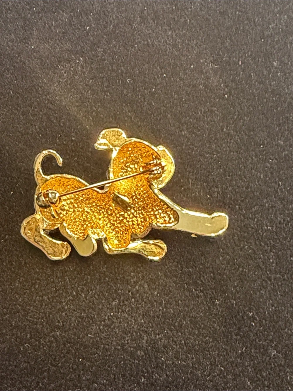 Vintage Rhinestone Gold Tone Puppy Brooch with Green eyes lapel pin whimsical